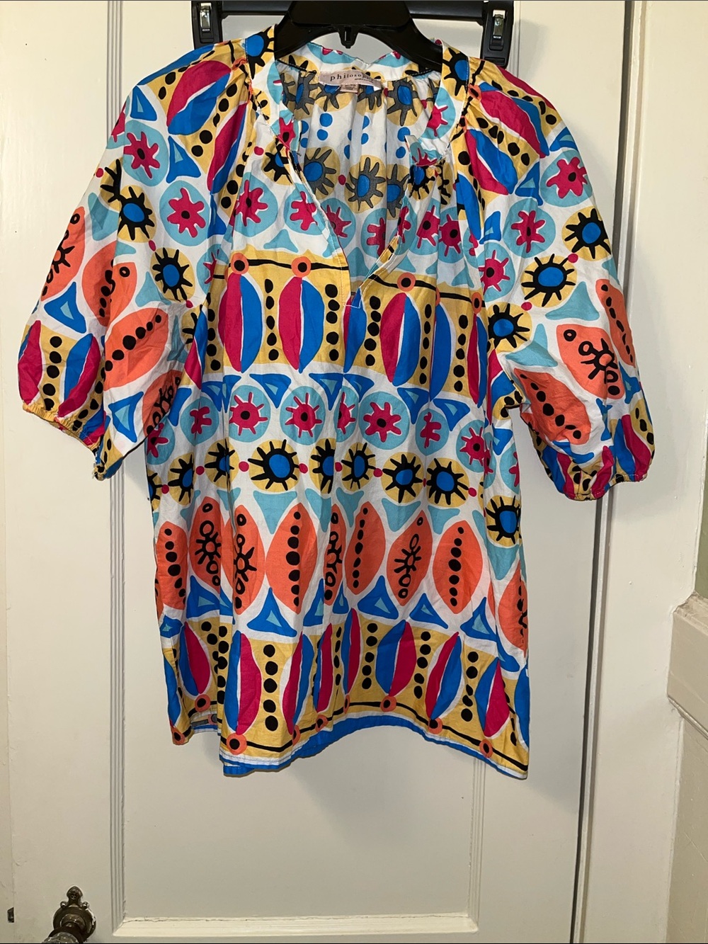 Philosophy Multicolor Geo-Print Relaxed V Neck Top